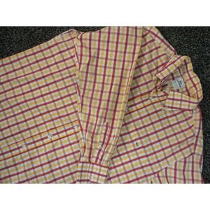 Lacoste Shirt Mens XL 44 Red Yellow Plaid Button Down Long Sleeve Crocodile Logo